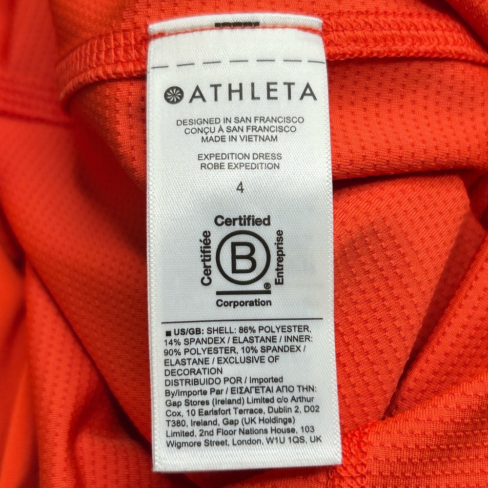 Athleta Expedition‎ Dress Size 4 Orange Built in Shorts Cinch Waist Minimalist - Picture 13 of 15